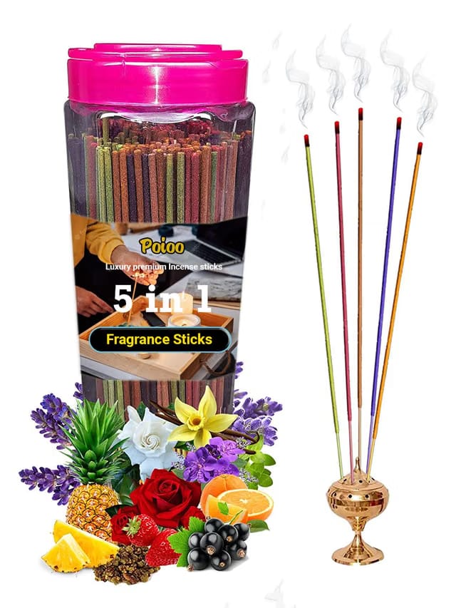 Incense Stick Dhup Agarbatti for Pooja Combo of 5 Fragrances Mogra Rose Chandan Firdos Golden Apple 240 Sticks