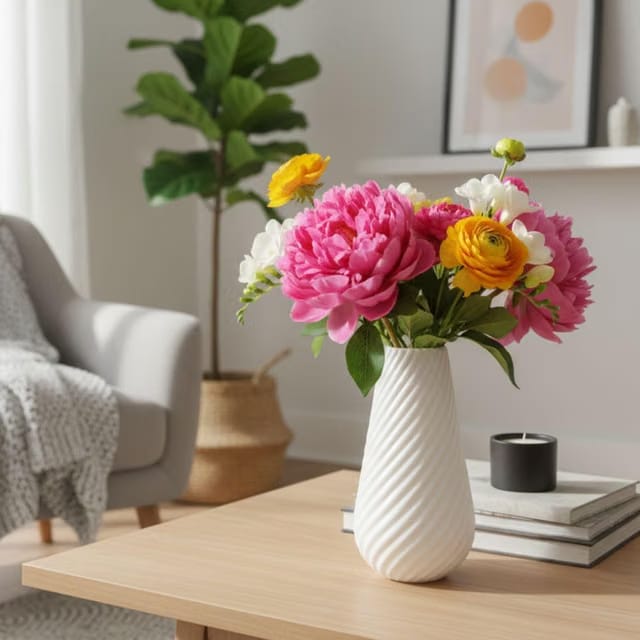 Home Décor Premium Plastic Decorative Flower Vase for Home Office Decor Flower Pot for Living Room Pack of 1