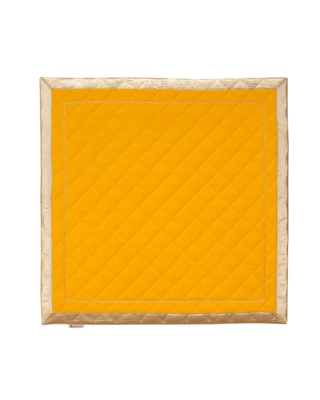 Yellow Cotton - Quilted Meditation/Pooja Aasan/puja Asan/Quilted Prayer Mat