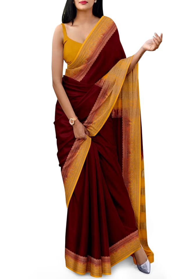 Present By Bomkai Silk Saree with Small Jacquard Border Soft Silk Hend Printed Saree and Zari Woven Orijan Jacquard