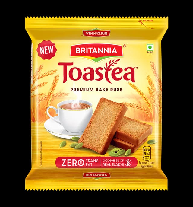 Britannia Toastea Premium Bake Rusk-With Real Elaichi Crunchy Zero Trans Fat