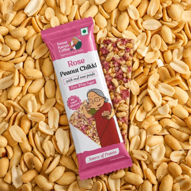 Sweet Karam Coffee Rose Peanut Chikki Bar - No White Sugar