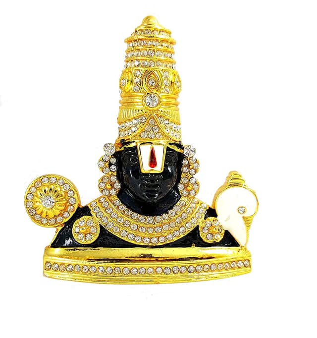 Tirupati Balaji Idol Lord Venkateswara Idol (B-84) Black Gold Metal Statue for Home Décor Car Dashboard Mandir Pooja