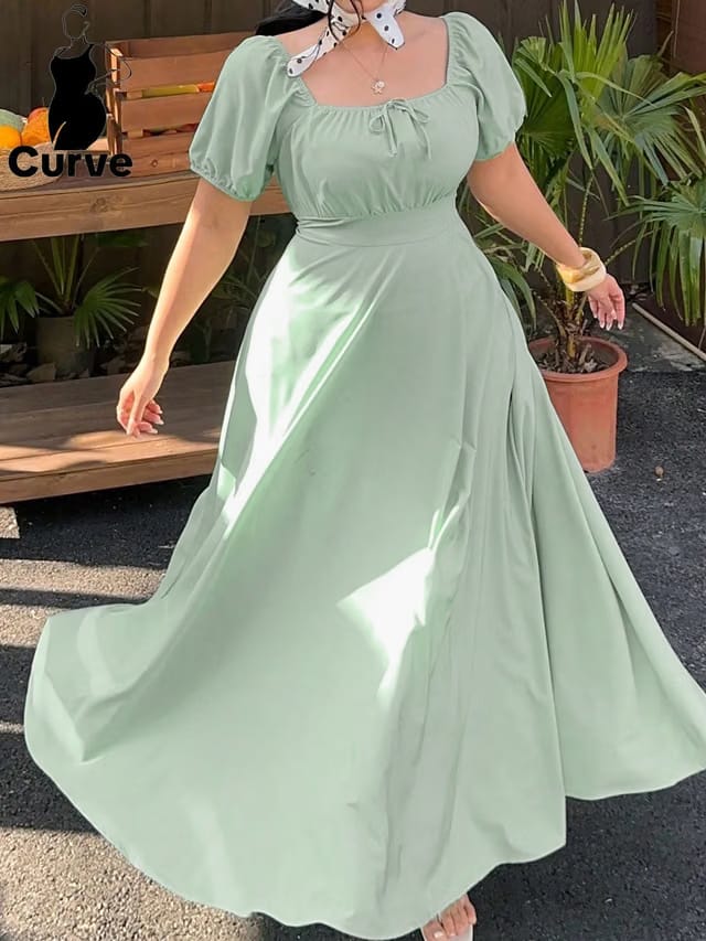 Women's Plus Size Tie Up A-Line Dress