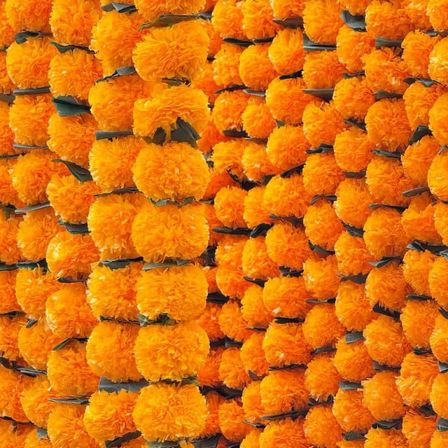 10 Psc Strings Artificial Marigold Flower Garland for Decoration, 5 Feet Long Strands