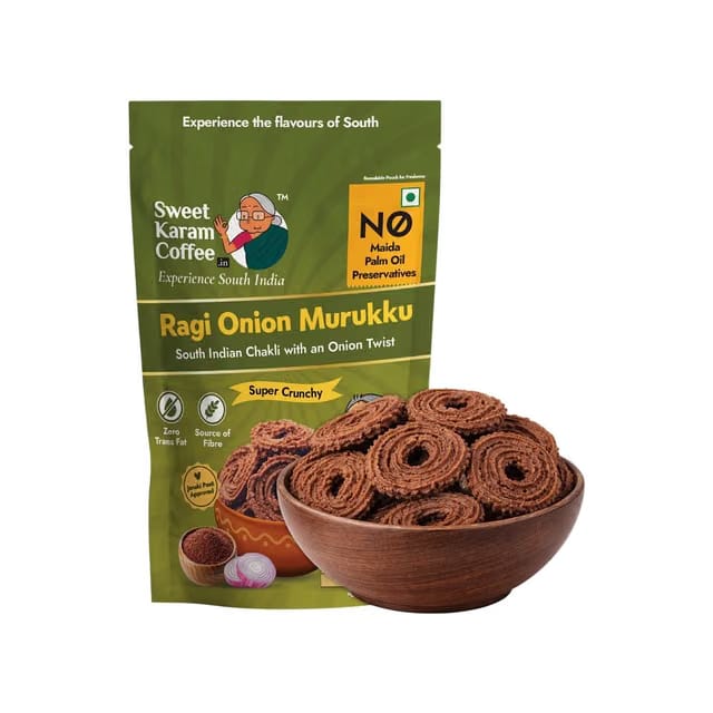Sweet Karam Coffee Ragi Onion Murukku Chakli/Crisp