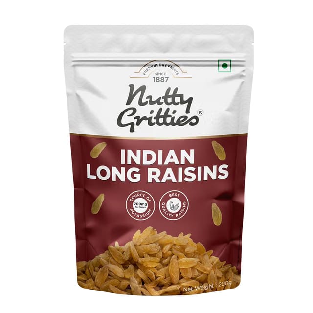 Nutty Gritties Indian Green Raisins Kishmish - Long Kismis