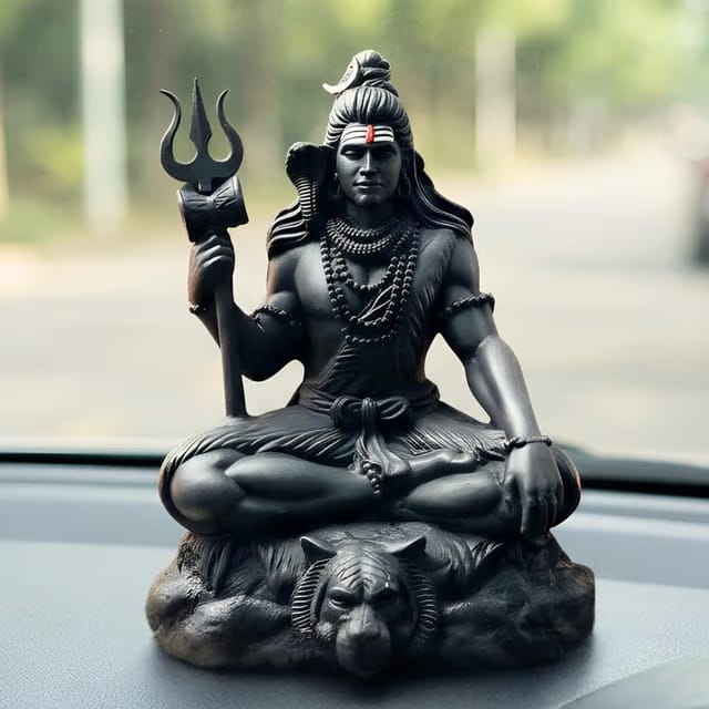 Shiva Statue Car Dashboard Idol 3.5 Inch Black, Resin Shiv Ji for Birthday,Annivesary