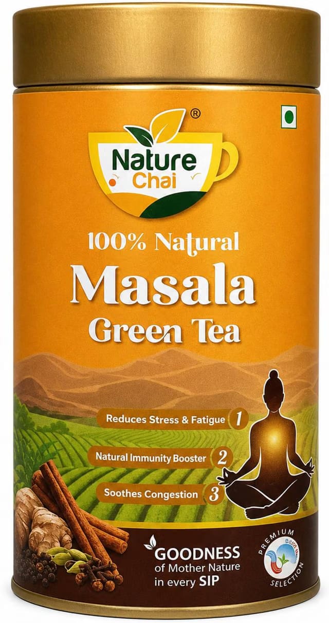 Nature Chai MASALA TEA TIN CAN Assorted, Ginger, Cardamom, Cinnamon, Cloves, Black Pepper Tea Tin