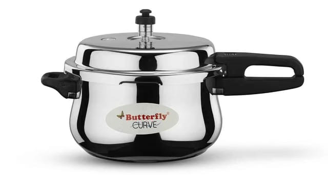 Curve Stainless Steel Outer Lid Pressure Cooker, 5.5 Litre, Silver