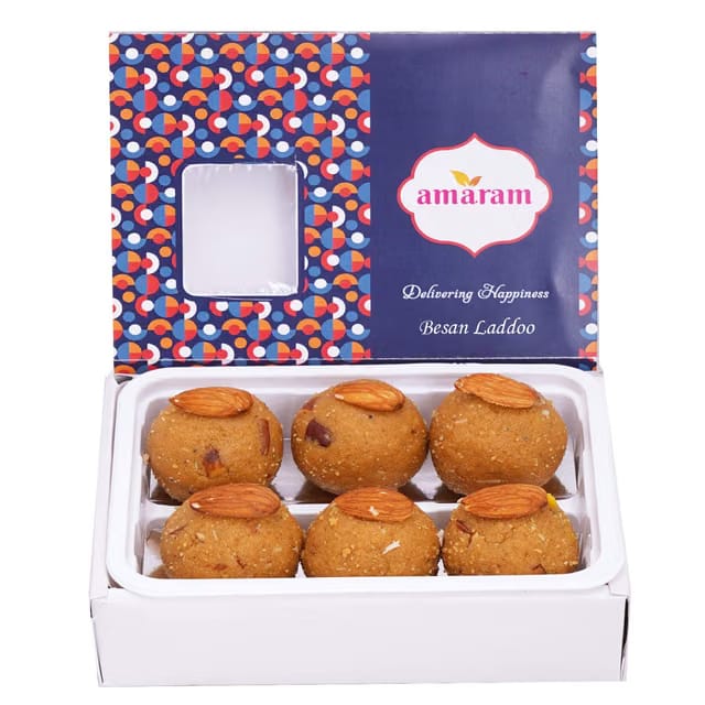 Amaram By Ghasitaram Besan Laddoo Sweets Gift, 200g |Sweet|Sweet Gift Pack|Diwali Mithai|Indian Mithai|Diwali Gift Box|