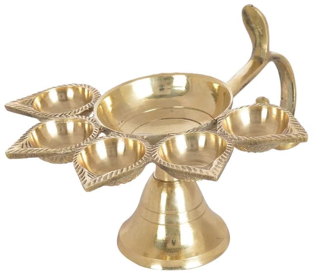 Panchmukhi Brass Diya/Lamp for Arti Puja
