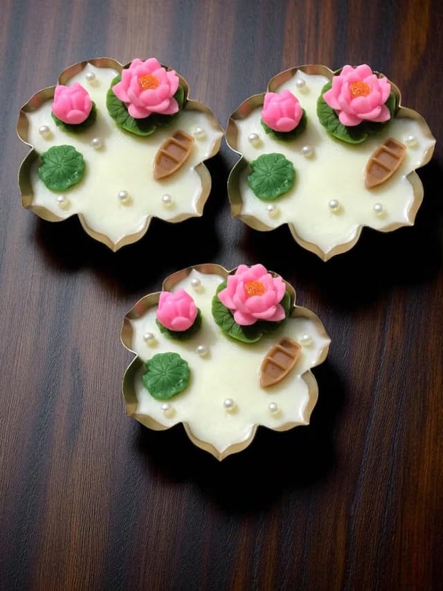 3 Lotus Floating Candles for Diwali Decoration 3.5 inch