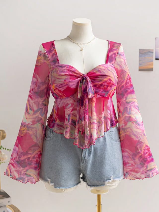 Women's Plus Size Sheer Top