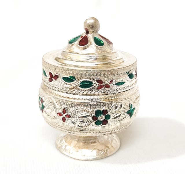 Samukkara Fashions German Silver Sindoor Box/kumkum box/kunguma chimil (Medium)