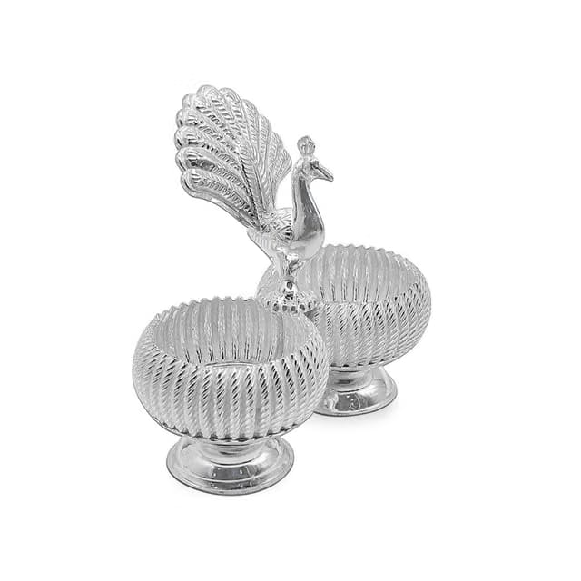 German Silver Haldi Kumkum Holder Sindoor Dibbi Kumkum Box Bharani Germen Silver Pooja Items / Return Gifts