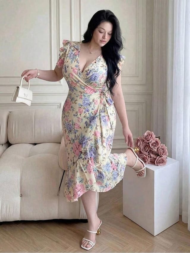 Women's Plus Size Ruffle A-Line Dress