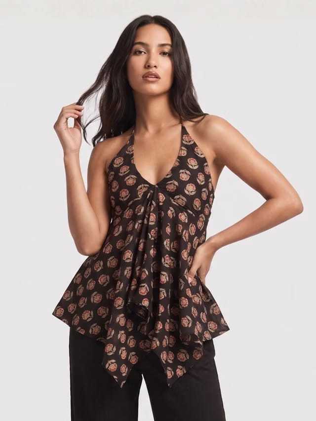 Saral Asymmetrical Tie - Up Top