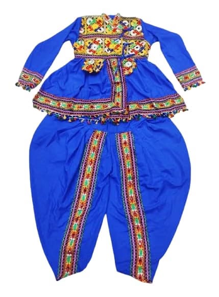 Style Kreations Men's Blue Gujarati Kediyu Set for Navratri, Garba, Dandiya & Festivals