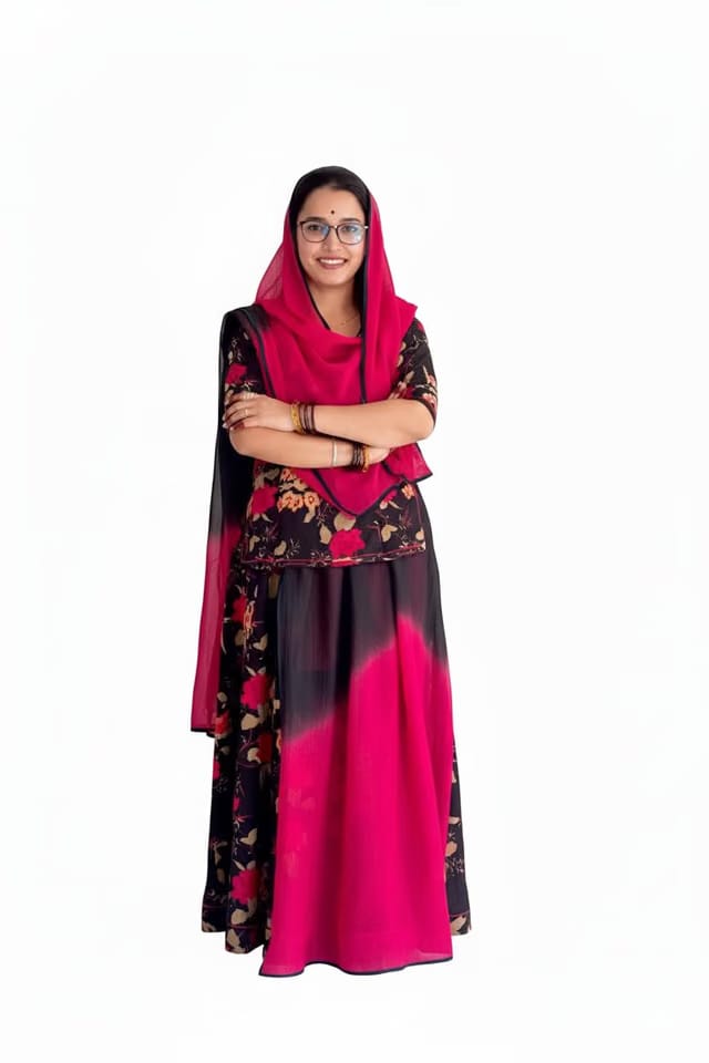 Exclusive: Pure Soft Cotton Unstitched Rajputi Poshak with Sharbati Hand-Dyed Odhani - 4m Poshak & 2.5m Odhani