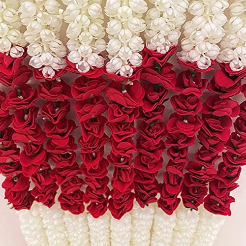 Set Of Two Garlands, 5 Ft Long With 32 Roses (Gulab) In Each String
