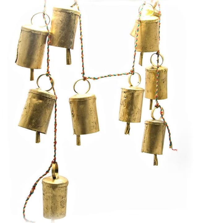 Metal Brass Bell Hanging String (Golden, 40 X 30 Inch)