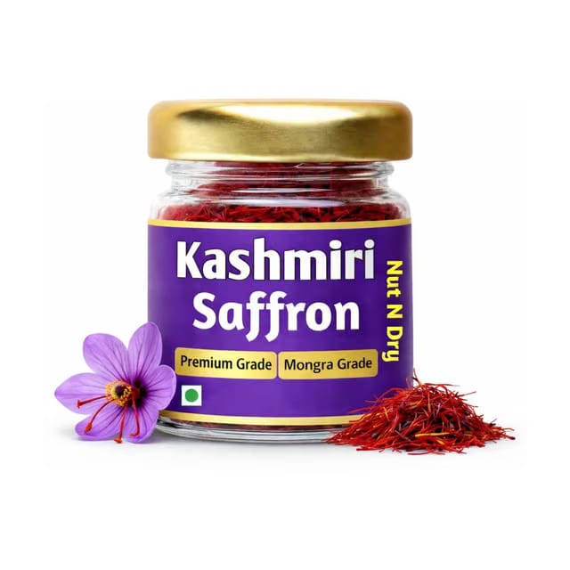 Nut N Dry Kashmiri Saffron (Kesar) Premium Mongra Grade |For Cooking,Pooja,Health & Beauty