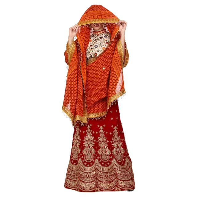 Fashion and Heritage Uttarakhand Cotton Handmade Kumaoni Pichora Pichodi Pichoda With Gold Border Hand Embroidery For