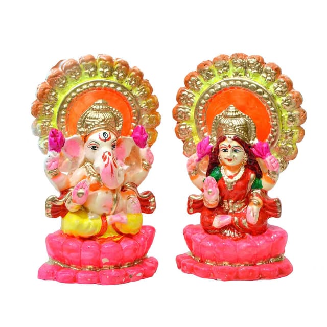 Idols Clay Laxmi Ganesh Murti for Diwali Puja, Lakshmi Ganapati Murti for Home Office Diwali Decoration Items
