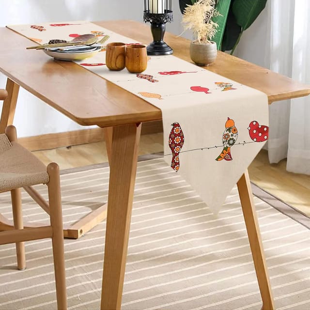 Urban Space 100% Cotton Dining Table Runner, Printed Anti Skid Runner for Dining Table