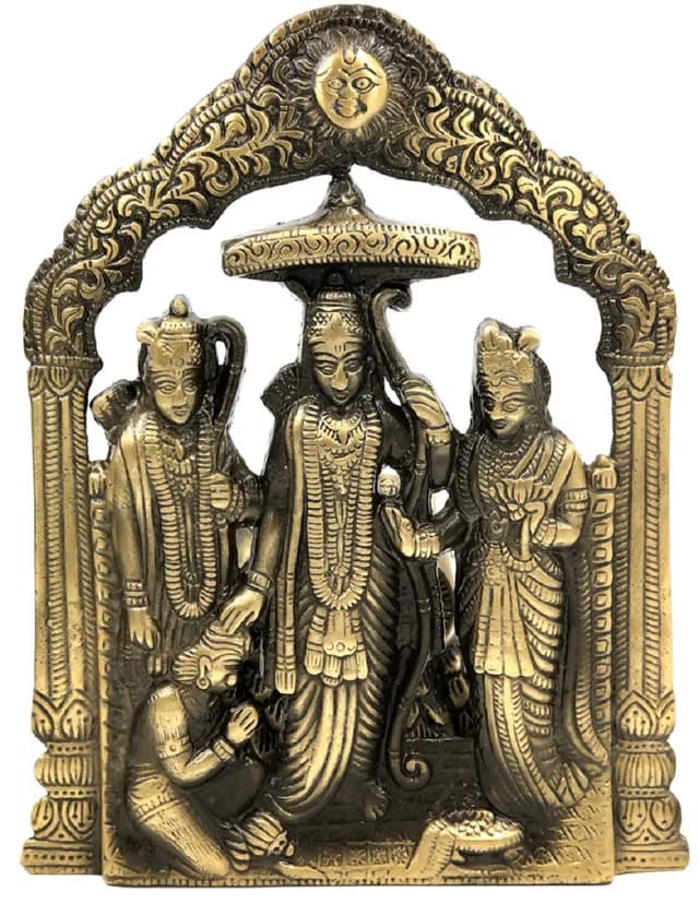 ARTSMART Metal Ram Darbar Sculpture Ram Sita Laxman Hanuman Statue God Figurine Idol Murti for Mandir Temple