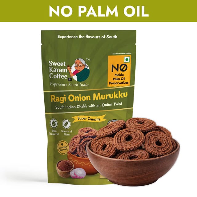 Sweet Karam Coffee Ragi Onion Murukku Crisps (Chakli) - Namkeen Snacks