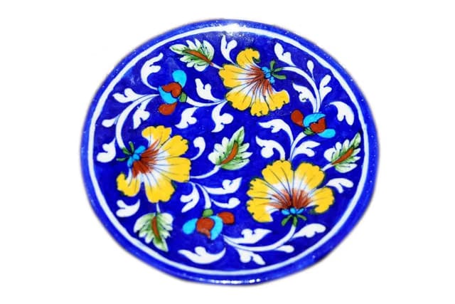 Potterywalaz Jaipur Blue Pottery Handpainted Wall Hanging Dinner Plates Dinnerware Serving Plate Thali Plates for