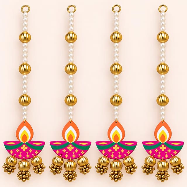 IDOFLAURA Diya Hanging Set of 4, Diwali Door Wall Home Decoration 32 CM