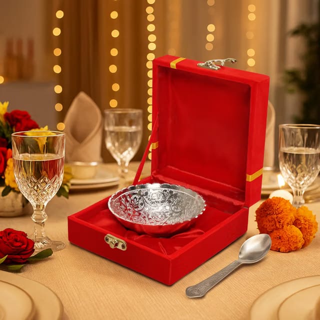 German Silver Single Bowl with Royal Velvet Box