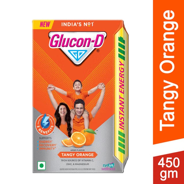 Glucon-D Tangy Orange with 3 Benefits of Energy, Recovery, and Immunity