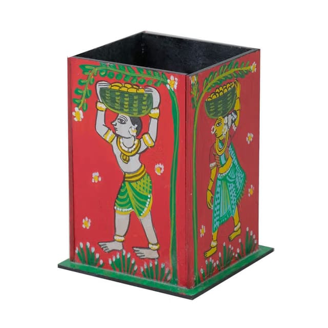 Penkraft Decorative Multipurpose Pen Stand 2 - Exclusively Hand-Painted in Cheriyal Painting