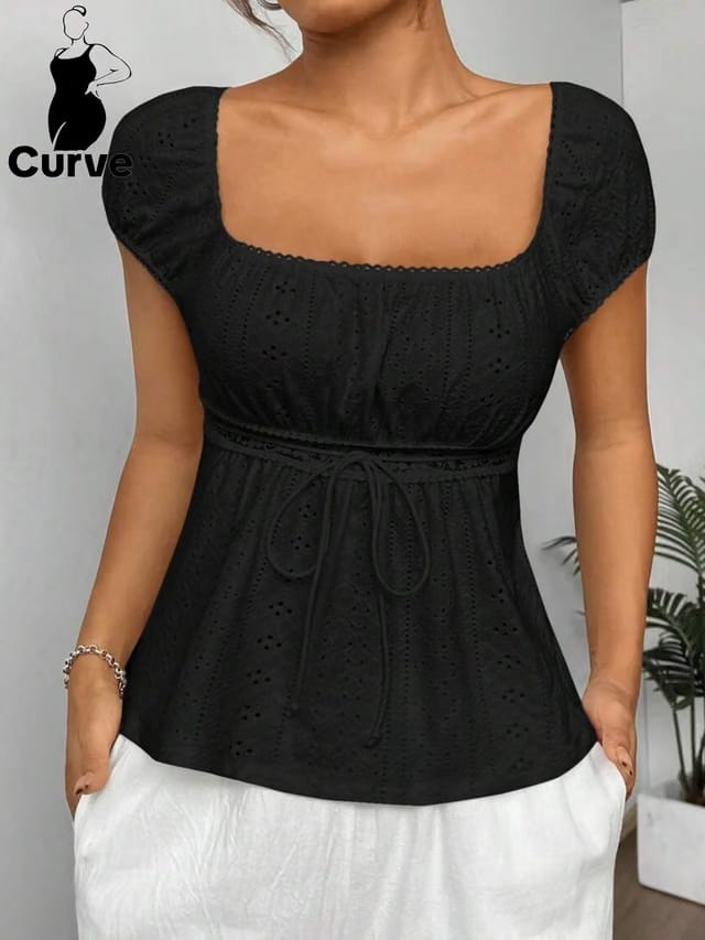 Women's Plus Size Tie Up Top