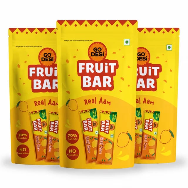 GO DESi Real Aam Fruti Twist Fruit Bars - 3 x Pack of 10 pieces, Aam Papad, Mango Fruit Jelly