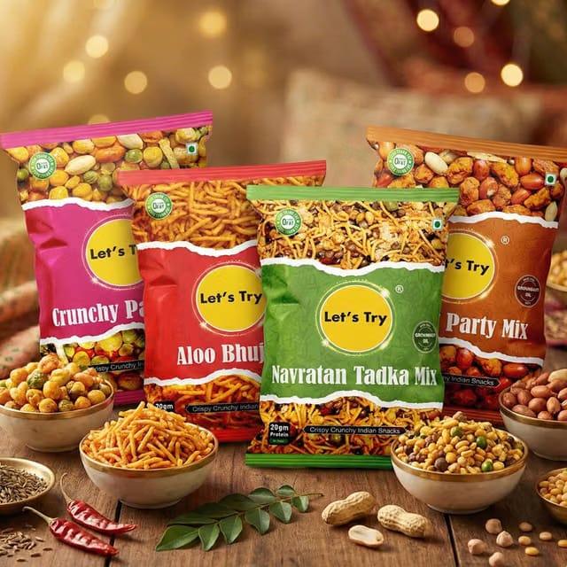 Let's Try Pack 4 (Aloo Bhujia, Navratan, Peanut Party, Crunchy Party)
