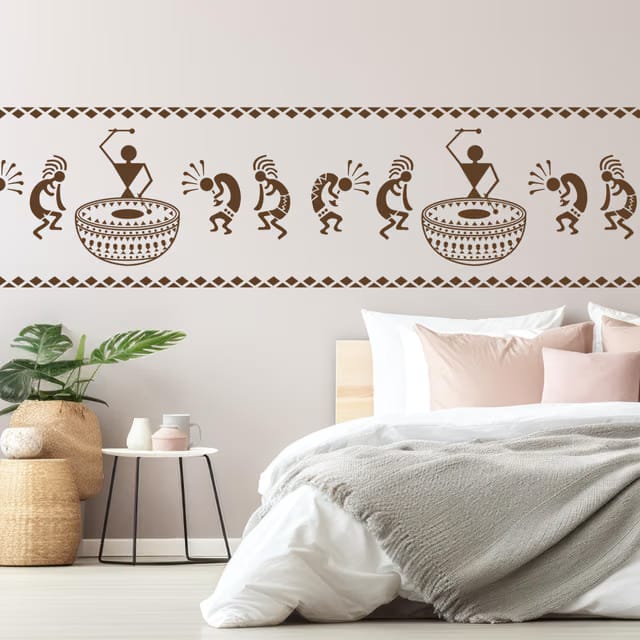 Stencils for Wall Painting Drum Warli Tribal Art Reusable Wall Stencils for Painting
