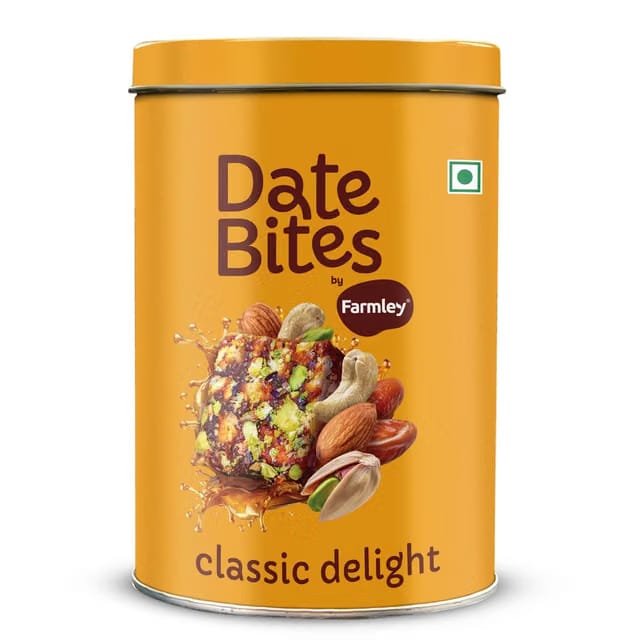 Farmley Date Bites, Dates Barfi Made with Dates, Pista, Cashews, Almonds, Honey and Pure Ghee, Dry Fruits Nuts