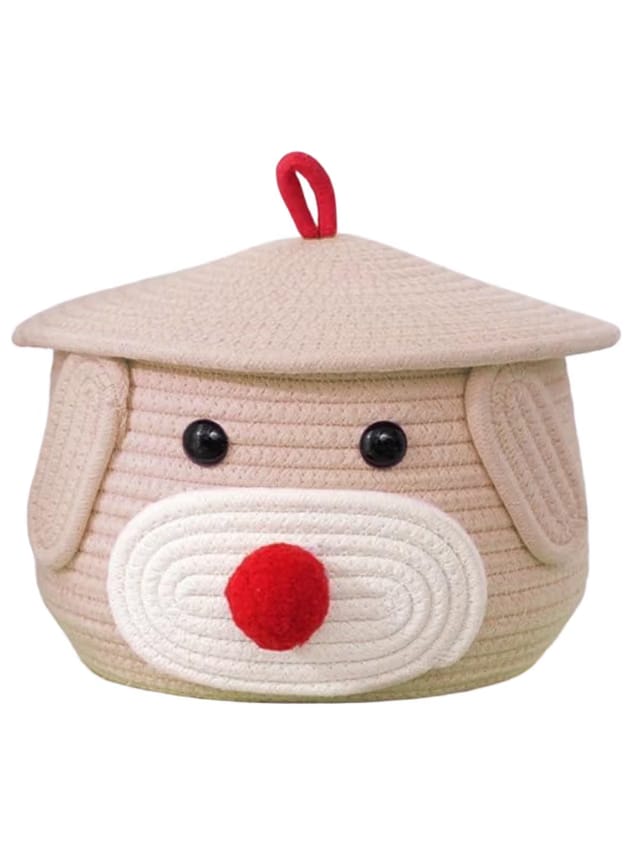 Multi-Purpose Cute Jute Basket with Lid Storage Baskets for Bathroom Living Room & Kitchen Organiser First Aid box