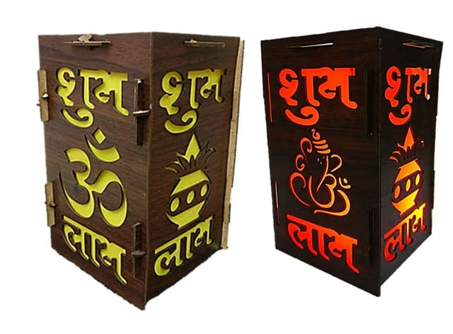 Selling Uniqness Wooden Handmade Diwali Kandil with cut out symbols on all sides