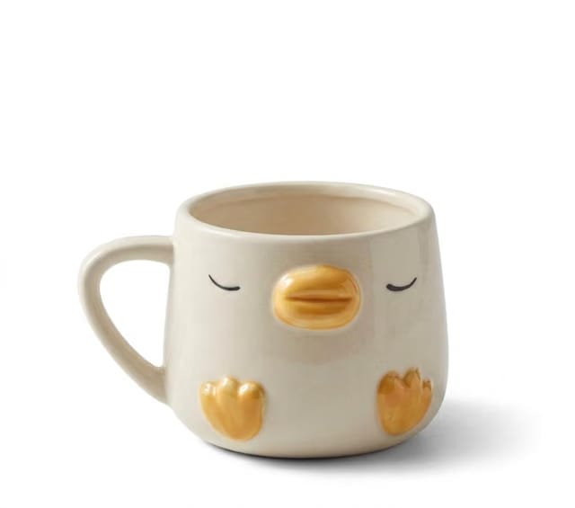 Cute Ceramic Duck Face Coffee Mug, Hand-Painted Novelty Tea Cup, Yellow & White Animal Mug, 350 ML, Gift for Kids/Adults