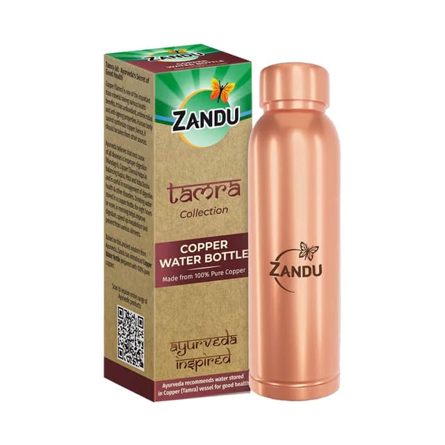 Zandu Copper Bottle : 100% Pure BPA-Free Water Bottle