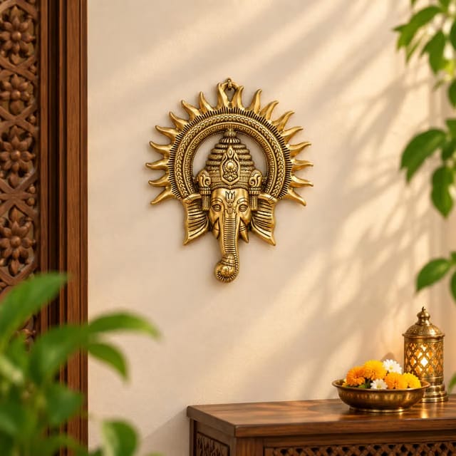 KridayKraft Metal Ganesh Ji Wall Hanging Statue