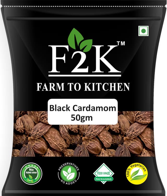 F2K Farm to Kitchen Badi Elaichi Black Cardamom Pods 50 Grams-Unlock Smoky Depth For Authentic Indian Dishes