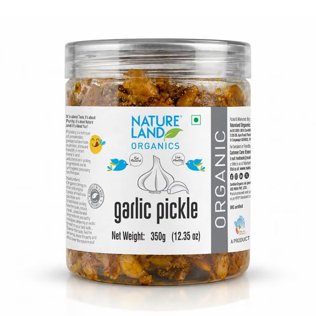 Natureland Organics Garlic Pickle 350 Gm - Organic Healthy Pickles