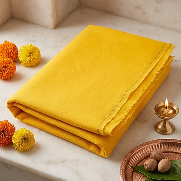 Yellow Pooja Cloth For God Aasan & Chowki Kapda, 1 pc